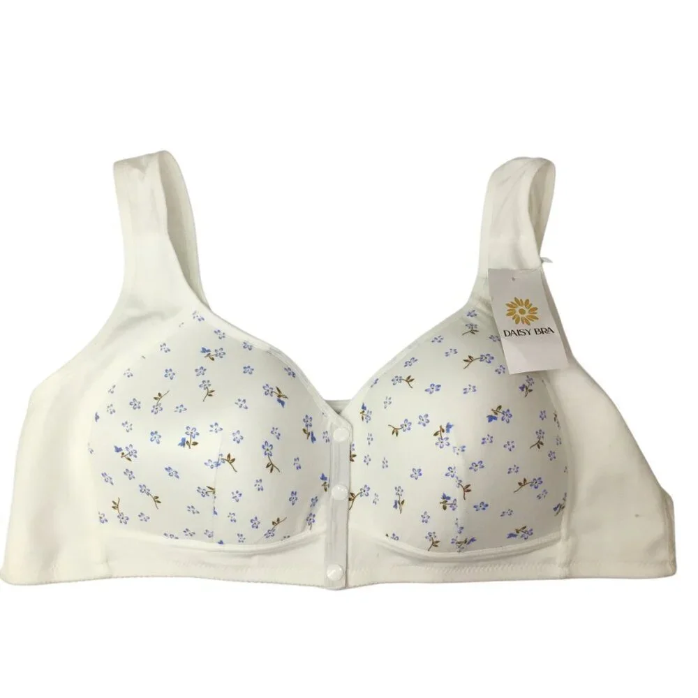Daisy Bra NWT Front Snap Size 6XL Plus Wide Strap Soft Comfort Wireless Floral